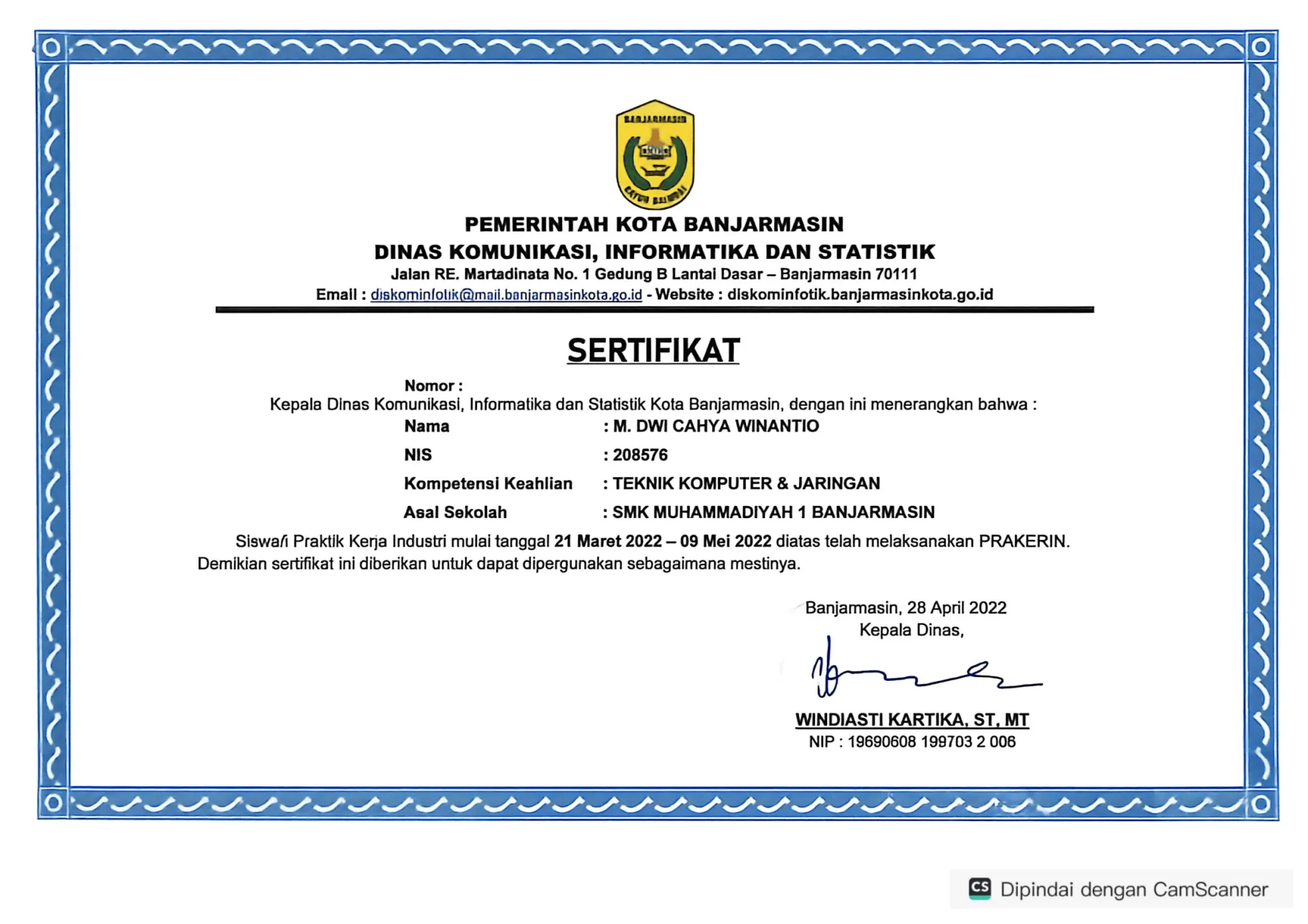 Certificate photo